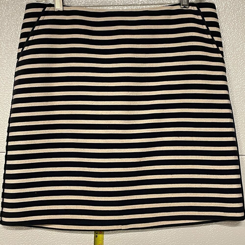 BANANA REPUBLIC Women's Sz 4 Navy Blue Ivory Thin Stripe Cotton Blend Skirt